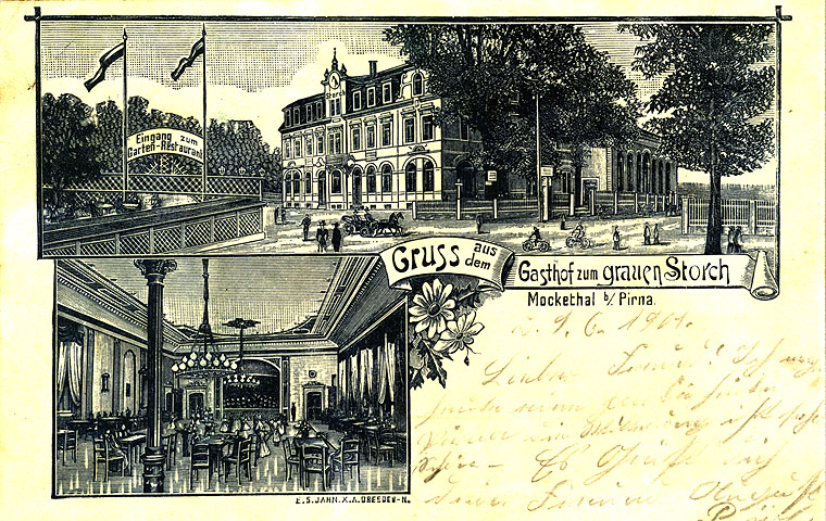 Postkarte vom Grauen Storch, 1901